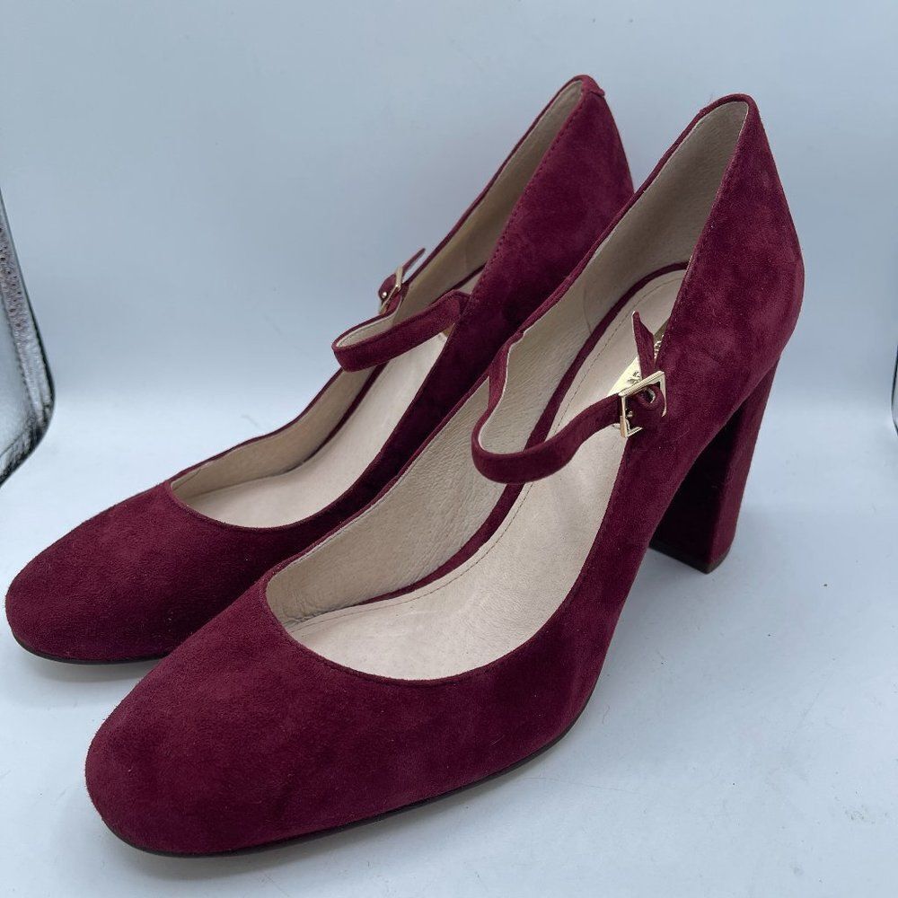 Louise et Cie Burgundy Suede Mary Jane Chunky Heels 9
